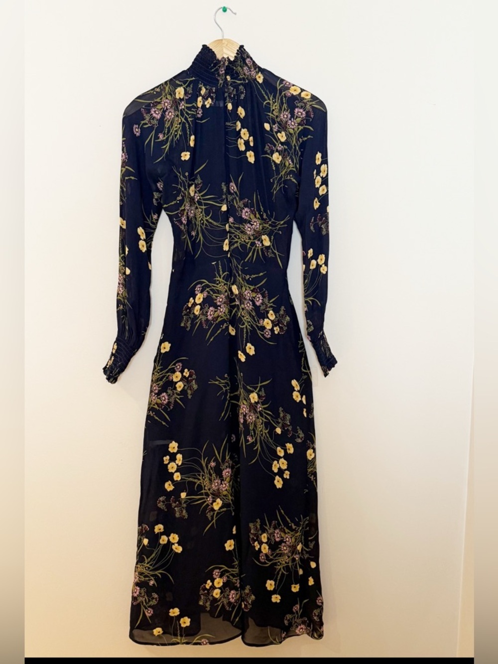 Reformation Valentin Dress in Anastasia - Black Green Floral long sleeve SIZE 0 - Picture 6 of 11